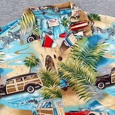 VTG Go Barefoot Hawaiian Shirt Men M Rayon Loop Collar Surf Americana Beach USA