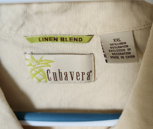 Cubavera Beige Camp Bowling Short Sleeve Button Up Shirt Size XXL Linen Blend - Picture 3 of 12