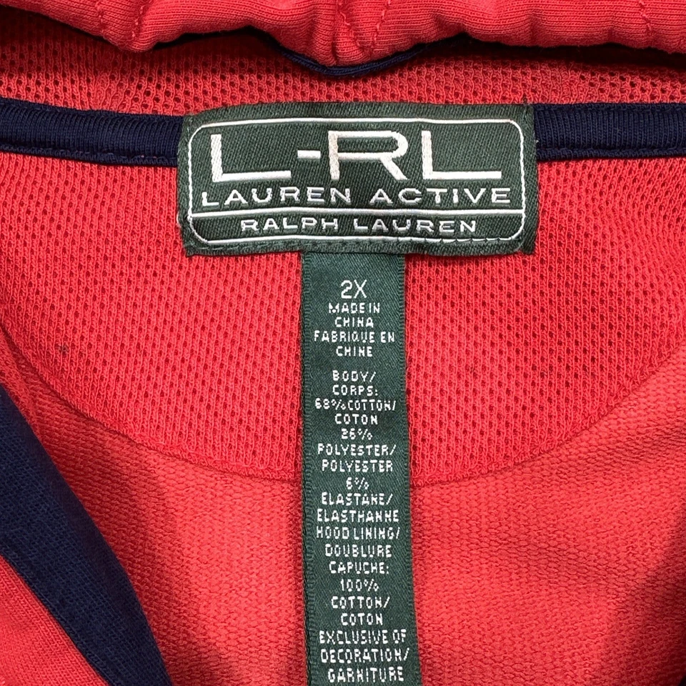 Chaqueta Lauren Ralph Lauren Plus 2X Roja Capucha a Presión Navegación RL YC Coastal Chic Preparación Foto 2 de 4