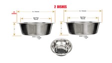 2 Large Stainless Steel PET Bowls Food AND Water Dish 52oz Each, DOG/CAT