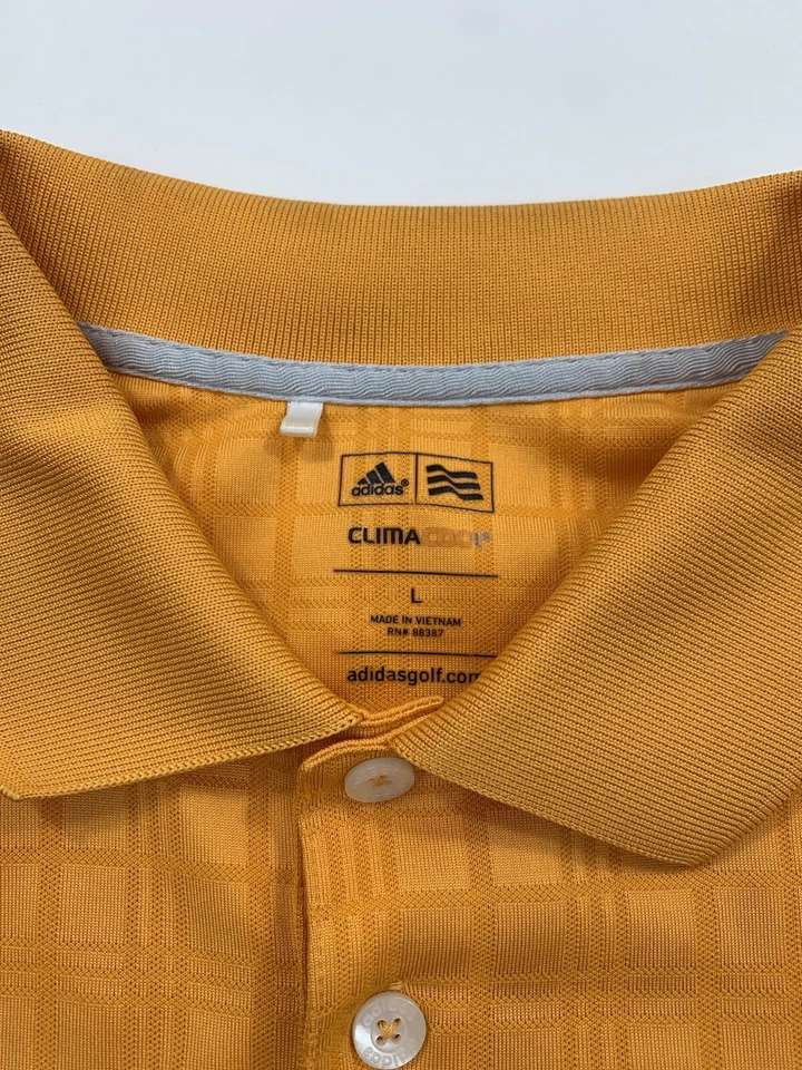 Camisa polo masculina golfe casual manga curta laranja geométrica grande Adidas - Imagem 3 de 4