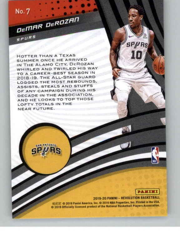 2019-20 Panini Revolution Vortex #7 DeMar DeRozan (ref 136470) - Image 2 of 2