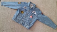 Vintage BMW Heavy Denim Button Front Jacket Patch & Pin Men's Large Made in USA.