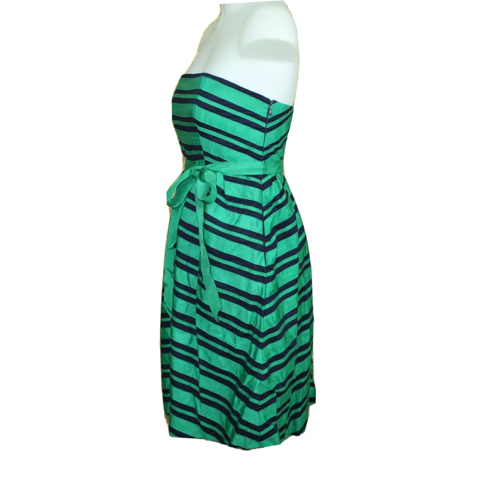 Vestido MOULINETTE SOEURS ANTHROPOLOGIE Verde Azul Rayas Sin Tirantes talla 2 Foto 4 de 4