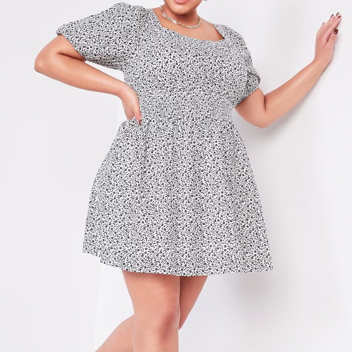 knee length dresses for ladies Smocked Mini Dress with Puffed Sleeve – The Olive Tree