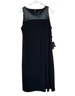 Adrianna Papell Black Faux Leather Drape Front Shift Sleeveless Dress Size 8 NWT | eBay Adrianna Papell Black Faux Leather Drape Front Shift Sleeveless Dress Size 8 NWT | eBay