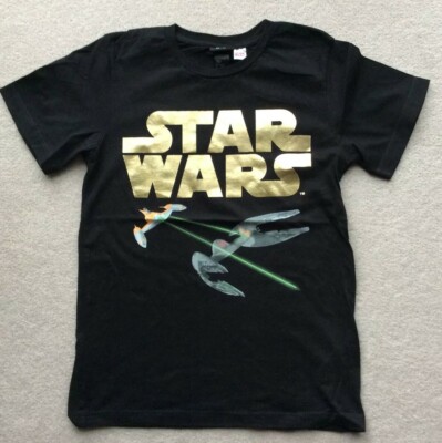 JUNGEN STAR WARS BAUMWOLL-T-SHIRT ~ H&M ALTER 10-12 JAHRE ~ umgekehrtes Detail ~ TADELLOS
