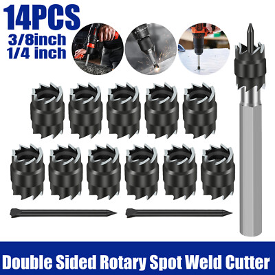 14x 3/8'' Spot Weld Double Sided Cutter Remover HSS Drill Bit Welder Cut Tool Kit