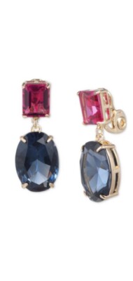 $48 Lauren Ralph Lauren Double Drop Earrings Clip On Red Blue A1