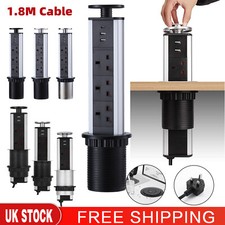 Pull Pop Up 3 Socket 2 USB / Type C Kitchen Worktop Socket Plug Extension 1.8M