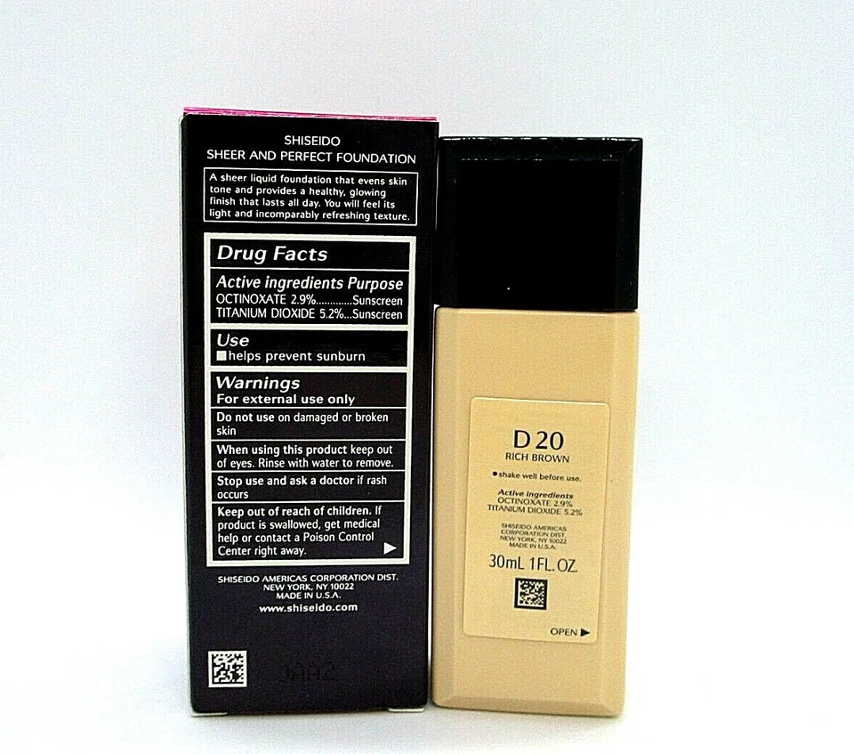 Shiseido Sheer And Perfect Foundation SPF 18 D 20 Rich Brown 30 ml - Image 2 of 3