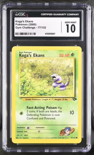 CGC 10 GEMAS COMO NUEVO 2000 Pokémon Koga's Ekans Gym Challenge - Ilimitado 77/132  - Imagen 1 de 2