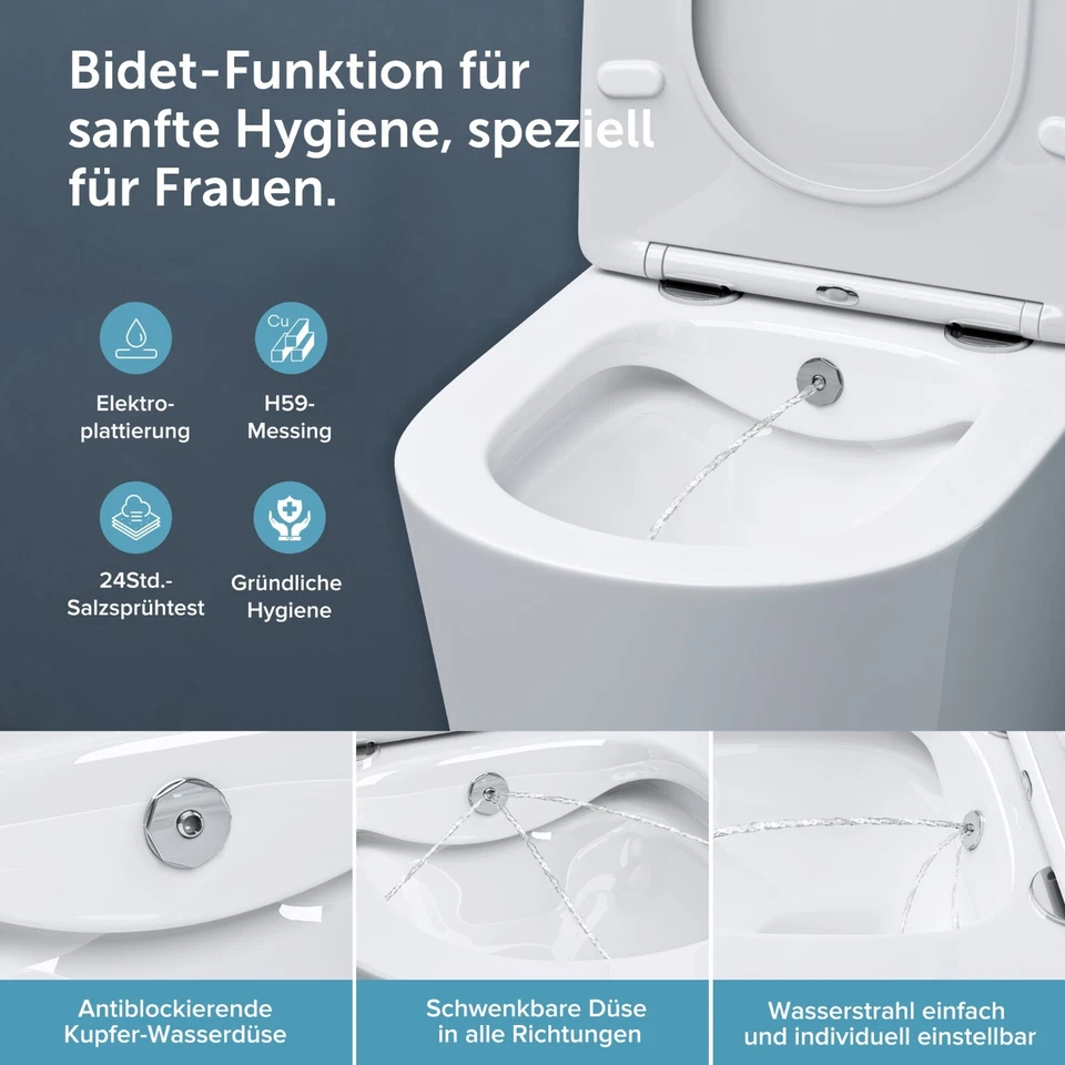doporro Edle Design Toilette Hänge-WC-Bidet mit komfortablem Silentclose WC-Sitz - Bild 2 von 4