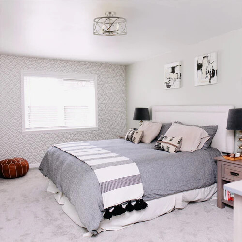 Kira Home Isabelle 16" 3-Light Modern Semi-Flush Mount Ceiling Light, Metal Drum - Picture 4 of 25
