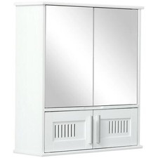 Image of kleankin Bathroom Mirror Cabinet Wall Mount Storage Unit Double Doors, White