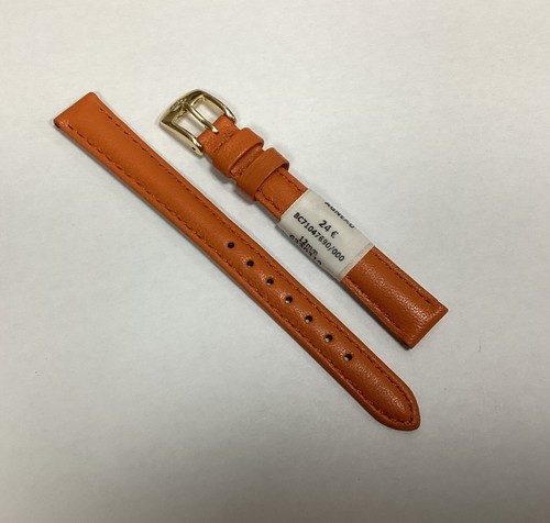 Bracelet de montre en cuir véritable orange 12mm - Montres & Bijoux