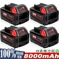 4x Extended Capacity 8.0AH Battery For Milwaukee M18 18V Lithium-ion 48-11-1860
