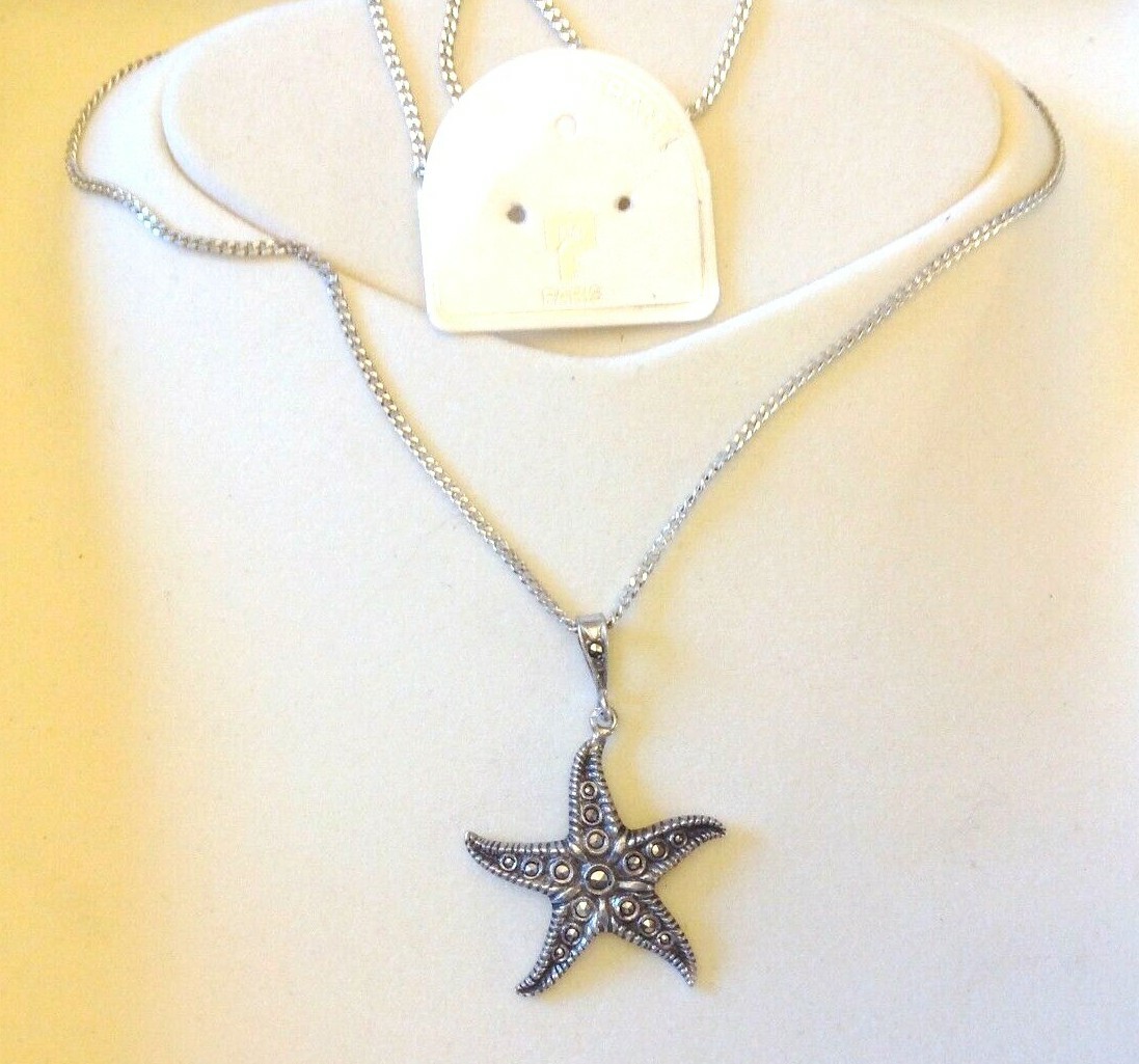 Pendentif Art Déco En Argent Sterling Avec Pierre Noire Et Marcassites - Occasion Très Bon état
