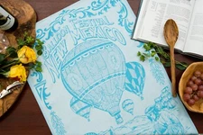 Balloon Festival NM Hot Air Balloon Jacquard Kitchen Dish/Tea Towel Turquoise
