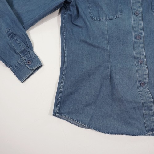 Camicia/camicetta da donna LANDS'END taglia L blu manica lunga collo classico top camicia di jeans - Foto 3 di 13
