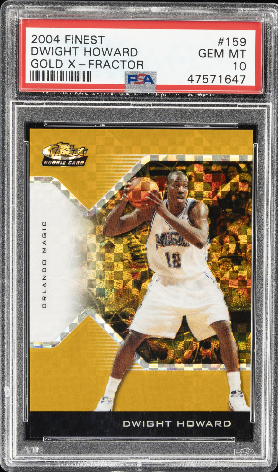 2004 FINEST GOLD X-FRACTOR #159 DWIGHT HOWARD ROOKIE RC #/5 PSA 10