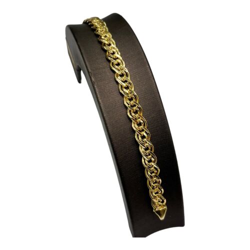 18ct 18k Yellow Gold Double Interlink Bracelet 25.38 Grams 22cm 8mm Wide. New - Picture 5 of 9
