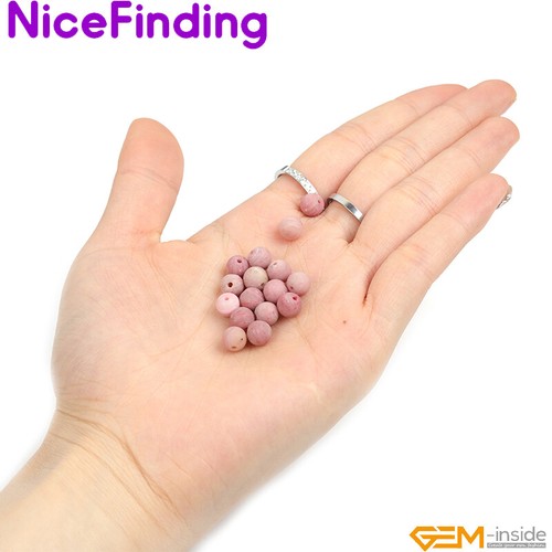 Natural Round Rhodochrosite Jasper Frosted Matte Beads For Jewelry Making 15'' - Picture 31 of 53