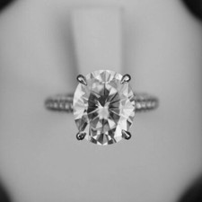 Vintage White Oval Cut CZ 5.05 CT Engagement Fine Ring Solid 925 Sterling Silver