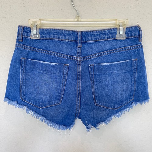 Cotton On Button Fly Denim Shorts Women's Size 4 The Frayed Midrise Medium Wash - Picture 2 of 9