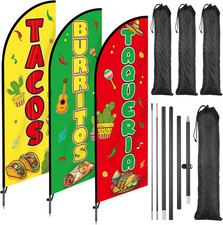 3 Sets Tacos Burritos Feather Flag Mexican Food Swooper Flag Mexican Restaurants