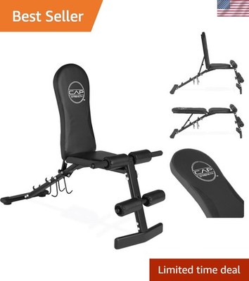 Versatile Flat/Inlcline/Decline Weight Bench with Dumbbell Holder - Black