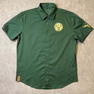 Jagermeister Green Button Up Short Sleeve Shirt Mens Size S Bartender/Party