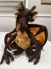 Folkmanis LARGE Dragon Plush Hand Puppet Brown Gold Fantasy Puppet Stuffed Toy