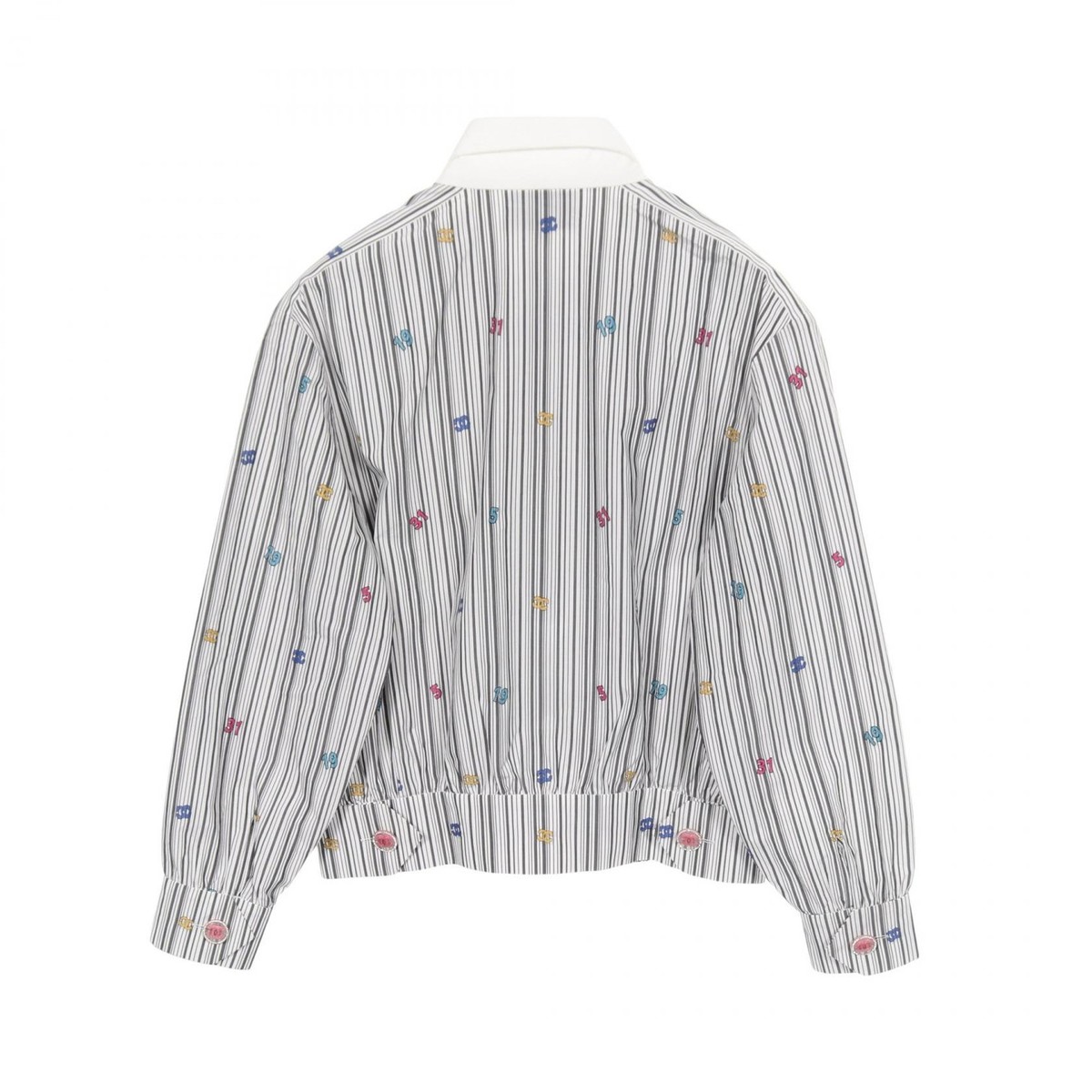 CHANEL Flower COCO Mark Striped Shirt blouse P73926V65463 cotton