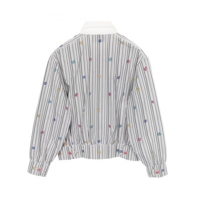 CHANEL Flower COCO Mark Striped Shirt blouse P73926V65463 cotton