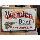 Vintage Wunder Beer Oakland CA Cardboard Advertising Sign String Hanger