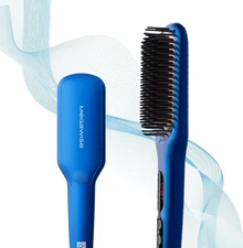 MEGAWISE Pro Ceramic Ionic Hair Straightener Brush for Home Salon, Straightening