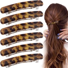 6PCS French Barrette Hair Clips for Women, 2.48 Inch Small Tortoise Shell Hai...