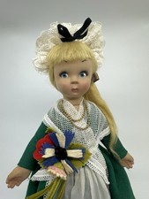 Vintage LENCI TORINO Felt Girl DOLL Hand Painted Face Made In Italy 12” With Tag