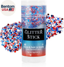 Patriotic Red White and Blue Face Hair Body Glitter Stick,4Th of July Outfits an