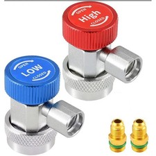 2x Adaptador Conector Rápido R134A Acoplador Auto A/C Colector Medidor Baja/Alta HVAC