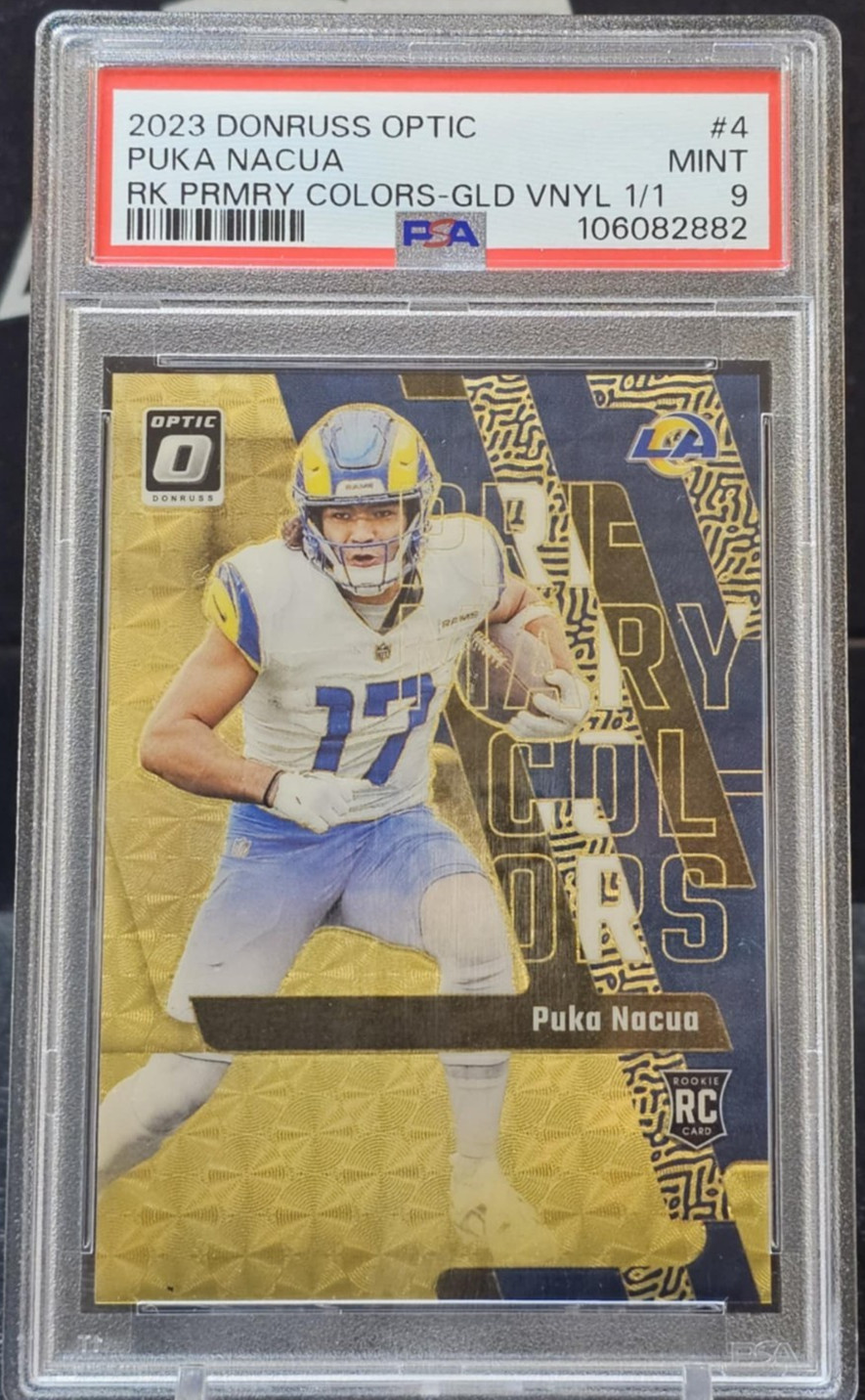 Puka Nacua Panini Donruss Optic Rookie Primary Colors #4 Gold Vinyl 1/1