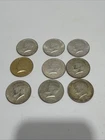 9 Kennedy Half Dollars 40% Silver One Gold Tone