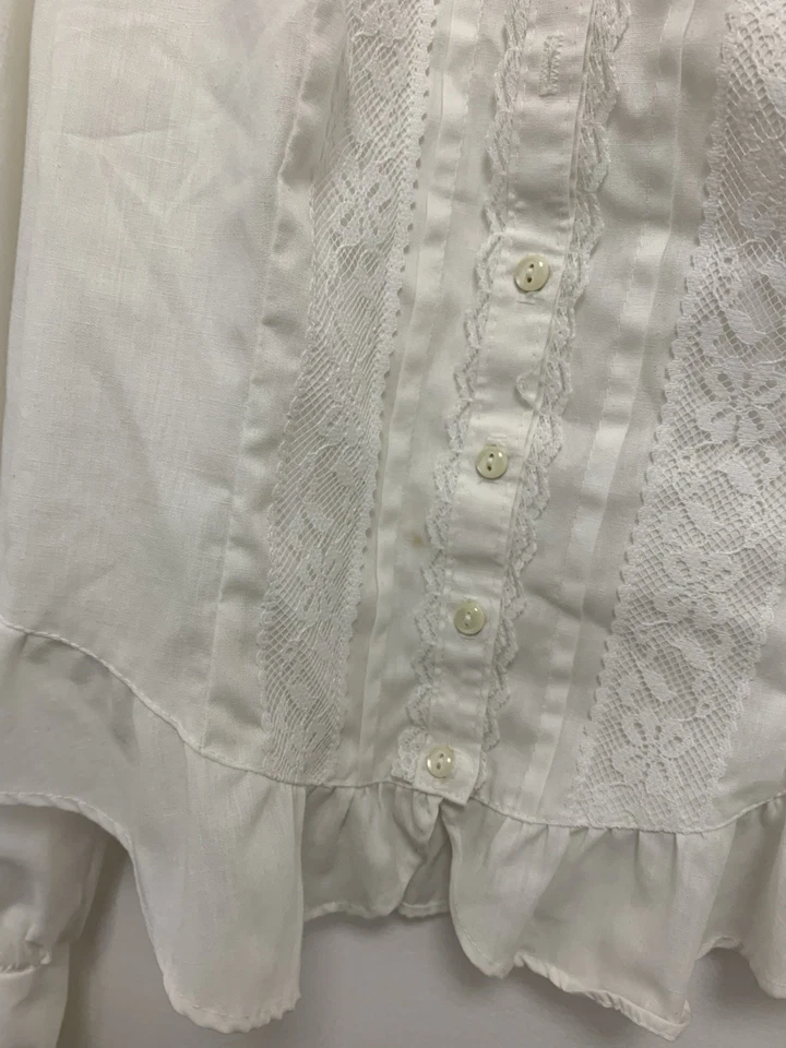 Blusa Victoriana Gunne Sax De Colección S/M Romántica Encaje Volantes Marfil Crepé Foto 2 de 4