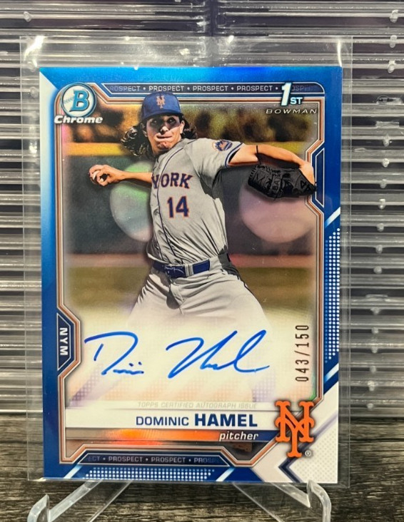 2021 Bowman Chrome Dom Dominic Hamel 1st Rookie Blue Refractor Auto #d 43/150