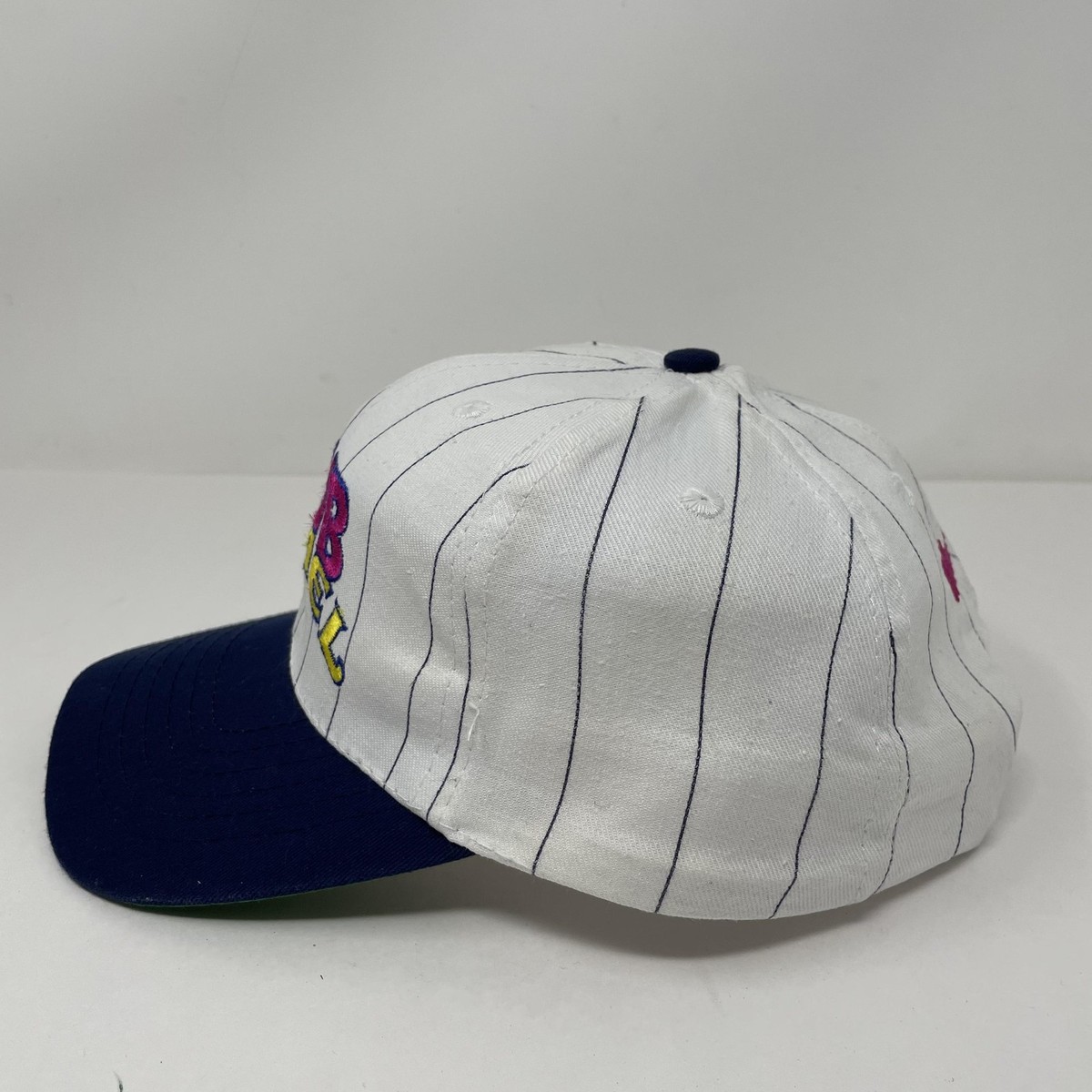 Vintage Club Camel Hat Cap Snap Back White Blue Striped
