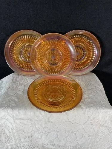 Vintage Jeannette Marigold Carnival Glass Anniversary Pattern 4 Pc