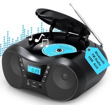 Portable CD Players for Home with Bluetooth Boom Box FM Radio Combo Battery Pwrd