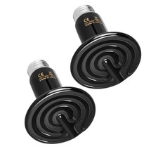 Simple Deluxe 75W Ceramic Heat Emitter 2-Pack, Reptile Heat Lamp No Light Emitti
