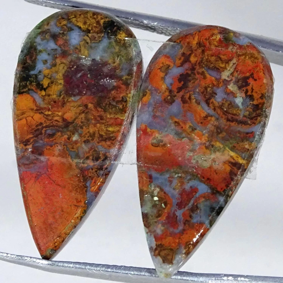 Par de piedras preciosas cabujón pera ágata húngara 100 % natural 17,00 quilates 12X21X3 mm Foto 2 de 4